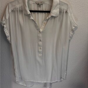 Lucky Brand White Button-Down Shirt crop front and very boho.